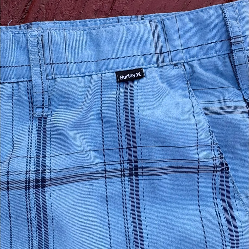 Hurley Nike Dri-Fit 38 Flat Front Chino Blue Plaid Shorts - Picture 11 of 11